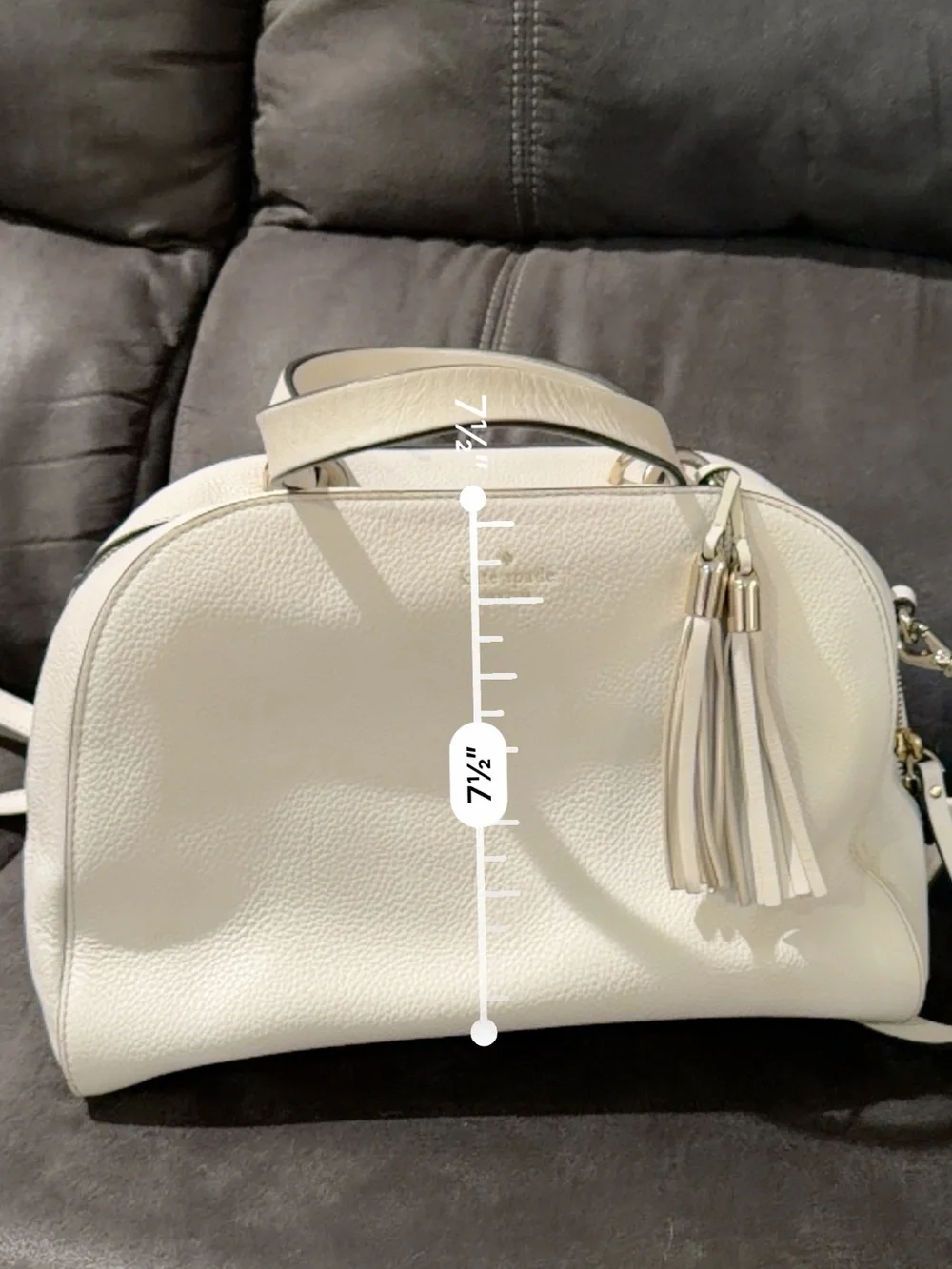 Kate Spade Atwood Place Bayley Cream Pebbled Leather Dome Satchel with Tassel